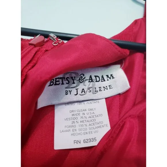 Betsy & Adam Womens 14 Formal Long Dress Red Gold Accent Sparkly Party FLAW - Picture 5 of 9